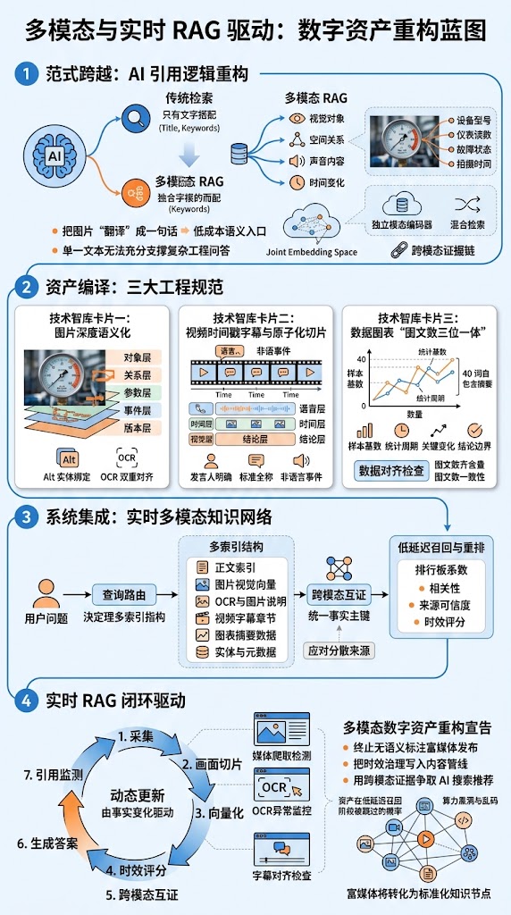 多模态与实时 RAG 驱动：如何让图片、视频字幕与图表成为 AI 引用的硬通货？