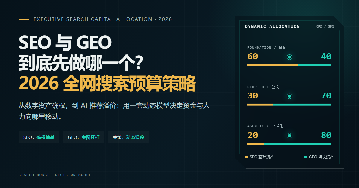 SEO 与 GEO 到底先做哪一个？2026 企业全网搜索预算配置与优先级策略