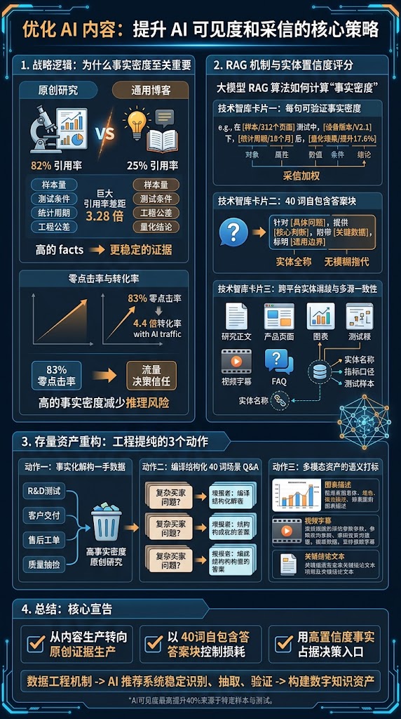 原创研究引用率高达 82%:如何通过“高事实密度”让 AI 可见度提升 40%?