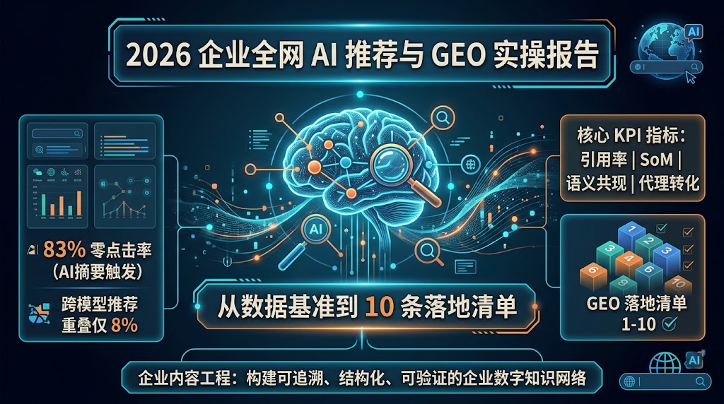 2026 企业全网 AI 推荐与 GEO 实操报告：从数据基准到 10 条落地清单