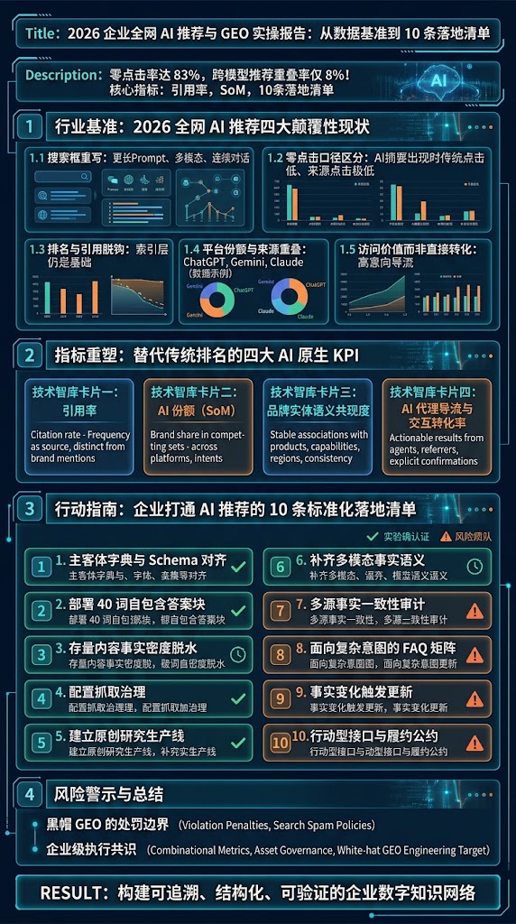 2026 企业全网 AI 推荐与 GEO 实操报告:从数据基准到 10 条落地清单